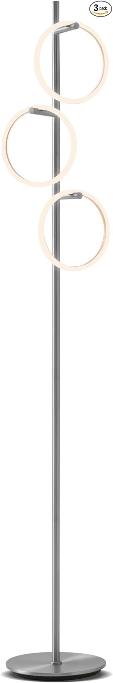 Brightech Saturn LED Tree Floor Lamp - Unique Design Matches Modern and Contemporary Decor - 3 Light Standing Pole Lamp- Tall Light for Living Room, Bedroom, and Office - Silver