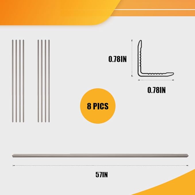 OUZUGIE 8-Pack 57 Inches, WPC Slat Wall Panel Trim,Corner Guard for High Grille (Grey)