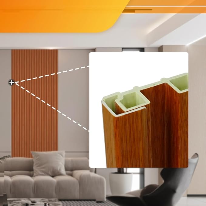 OUZUGIE 8-Pack 57 Inches, WPC Slat Wall Panel Trim,Corner Guard for High Grille (Teak)