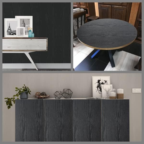 Arthome Peel and Stick Wallpaper - Black Wood Contact - Black Wallpaper - Self-Adhesive & Removable Wall Paper for Countertop Furniture Kitchen, Countertop Contact Paper, Easy to Clean, (11"x100")
