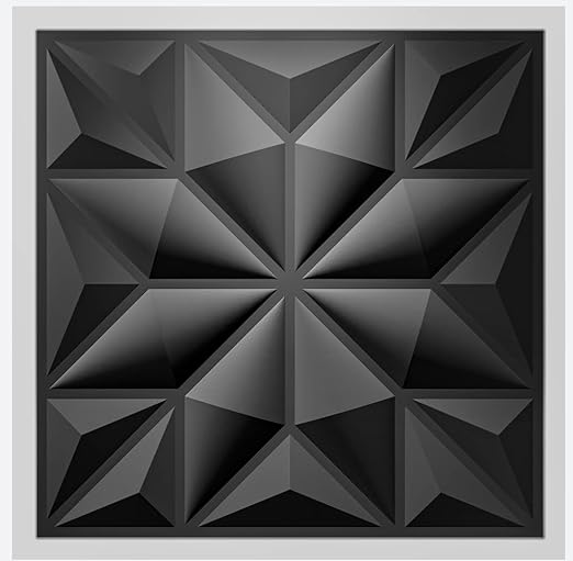 Art3d Textures 3D Wall Panels for Interior Wall Decor, Black Diamond Decorative PVC Wall Panels, Pack of 12 Tiles 32 Sq Ft