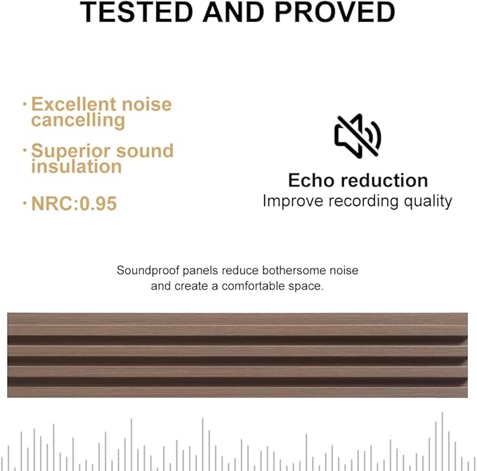 2PCS Wood Slat Acoustic Wall Panels for Ceiling and Wall Decor 3D Fluted Sound Absorbing Textured Panel with Wood Finish 108"×6" (Maple Light)