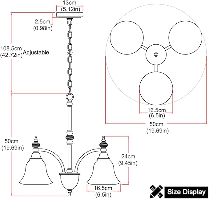 Black Dining Room Light Fixtures Over Table, Vintage 3 Light Glass Chandelier, Farmhouse Glass Chandelier Lighting for Kitchen Table, Dinning, Foyer, Bathroom, Living Room, Bedroom