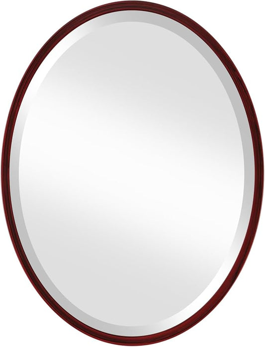 OVALCREST - Oval Wooden Beveled Wall Mirror for Home Decor, Bathroom, Vanity, Bedroom, Living Room, Hallway - London Style (Black Cherry) 21.1 x 17.1