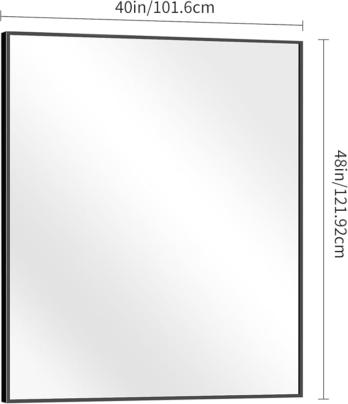 BONEWEI Bathroom Mirror,40x48 inch Bathroom Mirrors for Over Sink,Large Wall Mirror for Bathroom Wall Mounted Rectangle Mirrors,Black Vanity Mirror for Living Room,Bedroom Entryway,Horizontal/Vertical