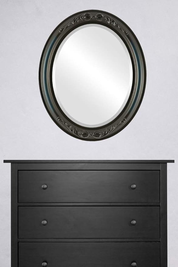 OVALCREST Oval Beveled Wall Mirror for Home Decor - Florence Style - Royal Blue - 32" x 26"