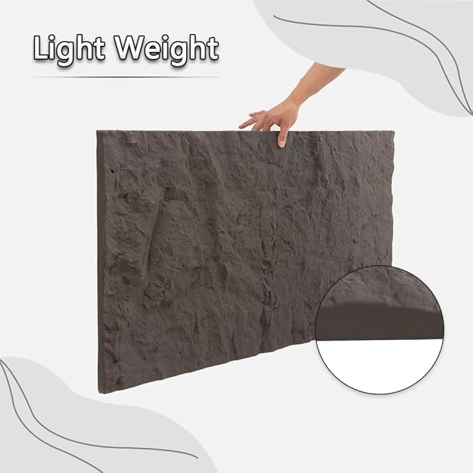 Modern 3D Wall Panels - Faux Stone Look, Waterproof PU Wainscoting for Interior Wall Decor - 4 Pack, 43.31 x 23.62 inches (Color Black Stone)