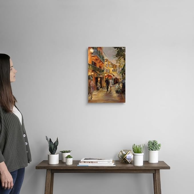 CANVAS ON DEMAND Evening in Paris Canvas Wall Art Print by Marilyn Hageman, Traditional, Home Decor, Street Scene Artwork, Nature Artwork, 12" x18in