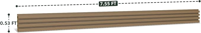 mondaria Wood Slat Wall Panel for Wall Décor, 3D Wood Plastic Composite Decorative Paneling for Outdoor Accent Wall Decor - 90.5 x 6.3 Inch(5 PCS, Teak)