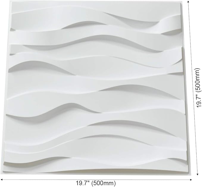 Art3d 19.7" x 19.7" (Pack Of 12) Wall Panel Wave, White