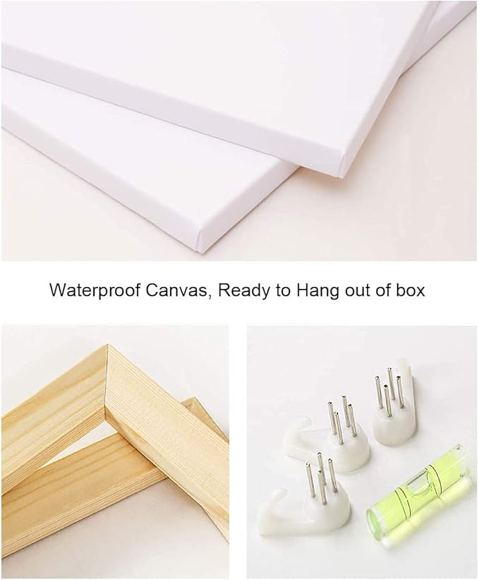 Biuteawal 3 Panels Flowers Wall Art Blooming Lotus Water Lily Picture Elegant Pink Blue Purple Floral Painting Canvas Print Framed Modern Home Bedroom Living Room Decor Ready to Hang