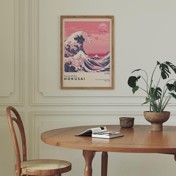 Nationcog Katsushika Hokusai Poster, The Great Wave Off Kanagawa Japanese Wall Art Print, Vintage Exhibition Style Decor for Living Room, Bedroom or Gallery Wall Display (Unframed) (12x18)