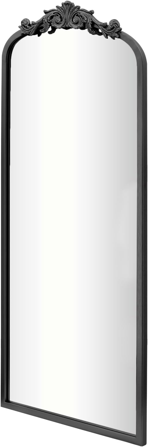 AIXI HOME Arched Black Antique Full Length Wall Mirror 22"x65", Arendahl Elegant Floor Vintage Mirror with Ornate Matel Frame, Baroque Inspired Home Decor for Bedroom/Living Room/Hallway