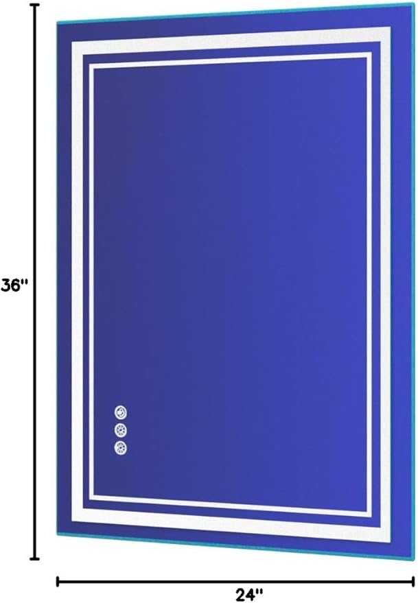 24x36 inch RGB LED Bathroom Mirror with Lights, Colorful Changing Lighted Mirror, Shatterproof Dimmable Anti-Fog LED Vanity Mirror for Bathroom (RGB Backlit + Front-Lit)