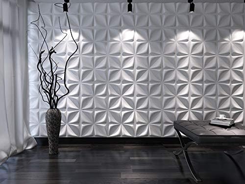 Art3d White 3D Wall Panel PVC Flower Design Cover 3 Sq Meter, for Interior Wall Decor in Living Room, Bedroom, Lobby, Office, Shopping Mall