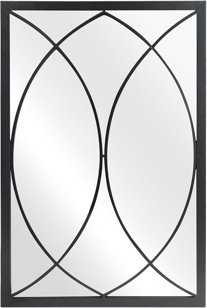 Black Rectangle Wall Mirror, Farmhouse Decorative Mirror for Entryway, Living Room, Bedroom, Hallway, Fireplace, Accent Wall Decor (Black2, 29.5'' x 20'')
