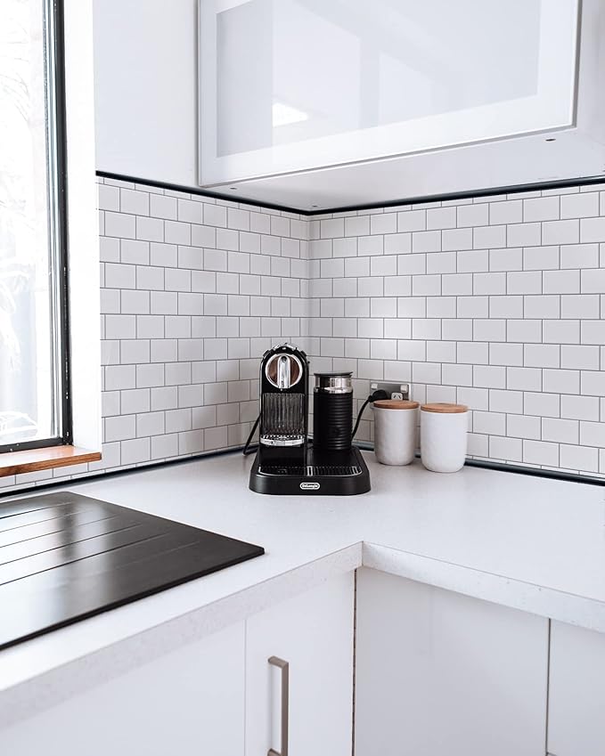 Art3d 25 FtPeel and Stick Trim for Backsplash Tile Edge, Self-Adhesive Liner for Corner Decor in Black