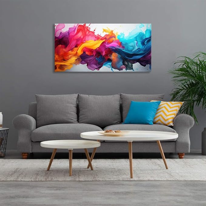 BYXART Abstract Canvas Wall Art for Living Room Colorful Artwork For Bedroom Fantasy Painting Multicolor Prints Picture for Bathroom Home Office Decoration 40L x 20W