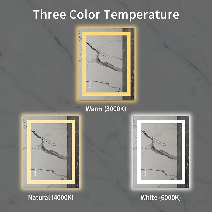 LOAAO 28X36 LED Bathroom Mirror with Lights, Anti-Fog, Dimmable, Backlit + Front Lit, Lighted Bathroom Vanity Mirror for Wall, Memory Function, Tempered Glass, Safe to Use, ETL Listed