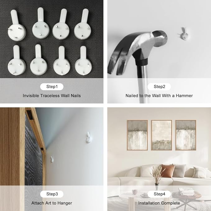 KAIRNE Large Neutral Gray Tan Framed Canvas Wall Art Set, Abstract Textured Wall Decor, Beige Minimalist Wall Pinting, Modern Illustrations Art Print for Living Room, Bedroom, Office -24"x36"x3