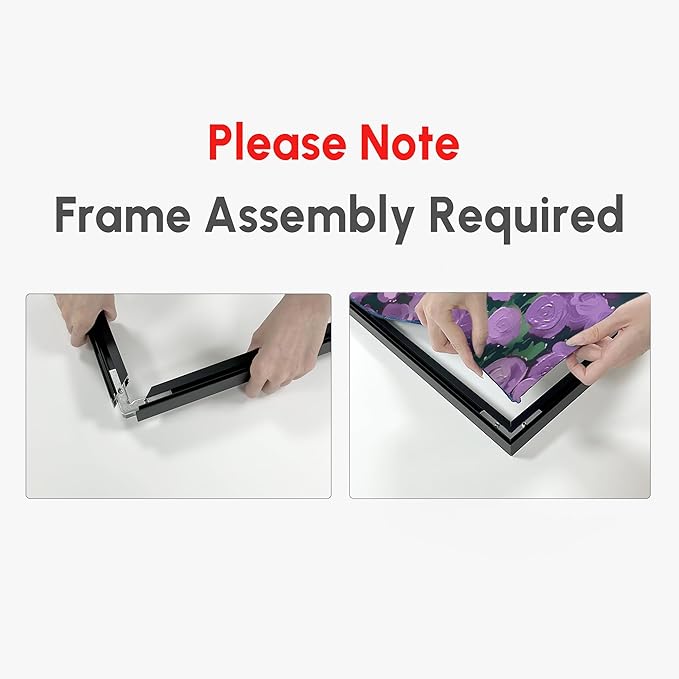 46"x46" XL Framed Wall Art Purple Blossom Burst Abstract Floral Impressionist Violet Flower Field (Frame Assembly Required)