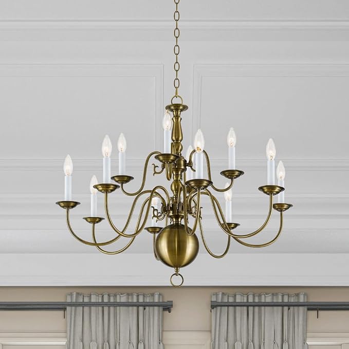 Livex Lighting 5014-07 Williamsburgh 12-Light Chandelier, 25.75" x 1" x 25.75", Bronze