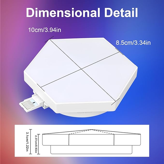 8 Pack RGB Hexagon Led Lights Wall Panels, Music Sync Color Changing Circle Lights, Hexagon Lamp with Remote Control & App Control, Led Shape Hex Light for Bedroom Gamers PlayStation Decor