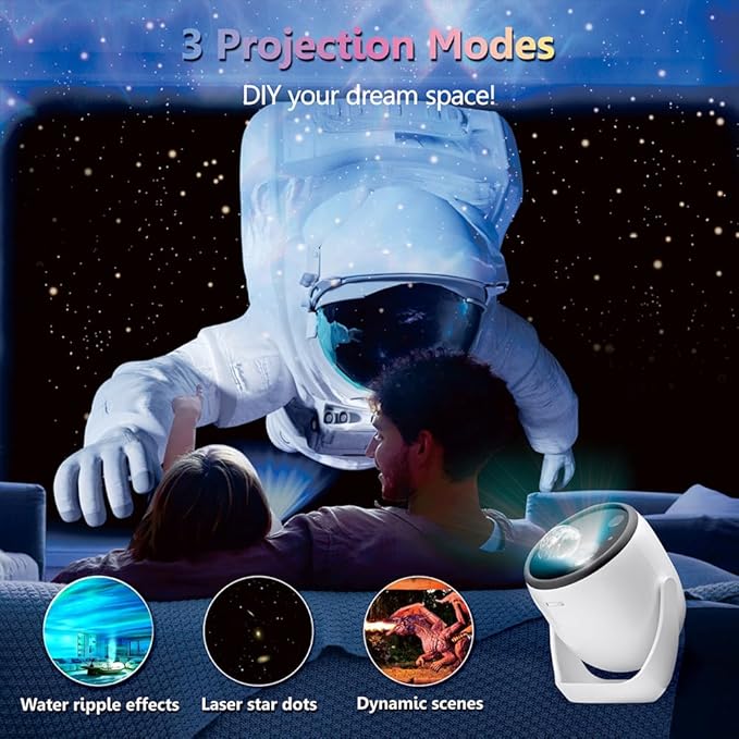 3D Galaxy Projector Star Projector, Planetarium Projector Night Light with Bluetooth Speaker for Bedroom Decor, 90 Dynamic Scenes, Relaxing Ambience & Ceiling Stars for Kids and Adults