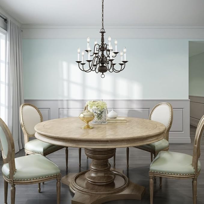 Livex Lighting 5012-07 Williamsburgh 12-Light Chandelier, Bronze