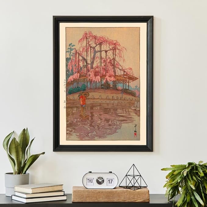 Nationcog Cherry Blossom Woodblock Print by Yoshida Hiroshi, Vintage Japanese Sakura Poster, Japandi Botanical Zen Art for Serene Decor (Unframed) (11x14)