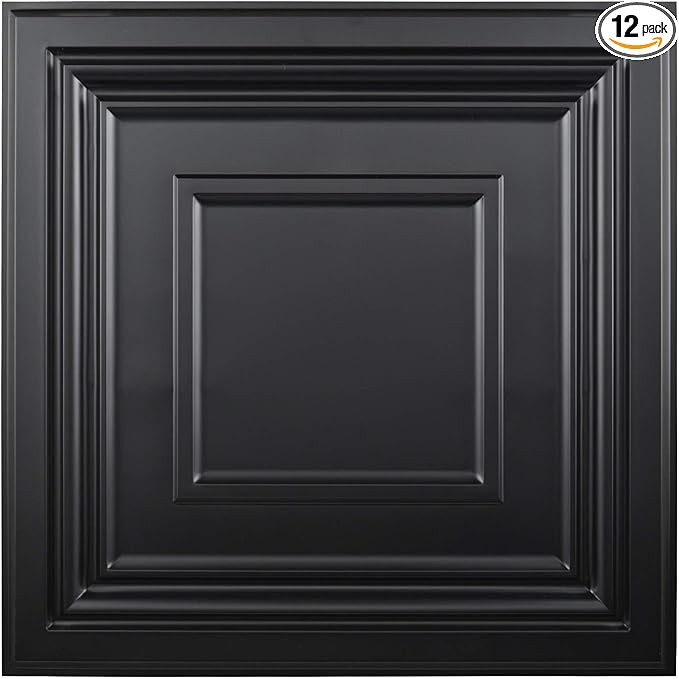 Art3d 24" x 24" (Pack Of 12) Wall Panel Modern, Black