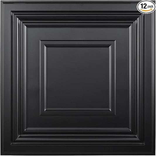 Art3d 24" x 24" (Pack Of 12) Wall Panel Modern, Black