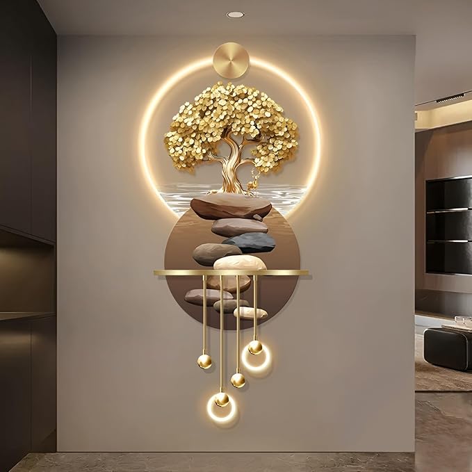 Bonsai 3D LED Wall Art Light Wall Sculpture Painting Decoration Art Modern Walls Hanging Painting for Living Room Entrance Corridor Decorative Walls Mounted Lamp(Stylle H)