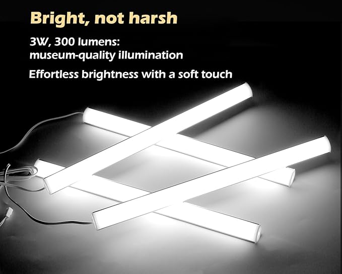 Cabinet Lighting, 4pcs 12" V-Shape Bright LED Light Bars for Under Cabinet, Gun Safe, Locker, Closet, Under Counter, Shelf, Showcase - 1200lm 12W - Pure White (6000K)