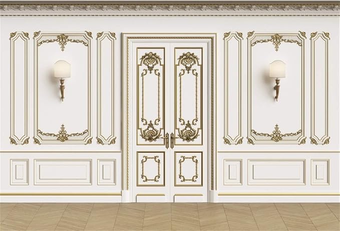 Leyiyi 10x8ft Vintage Room Inside Backdrop European Frame French Door Modern Castle House Cementery Wall Empty Building Photo Background Cowboy Kids Birthday Portrait Studio Prop Vinyl Wallpaper