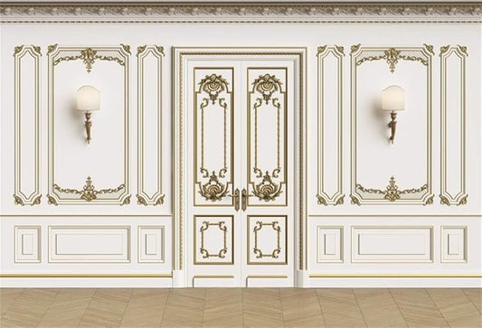 Leyiyi 5x3ft Vintage Room Inside Backdrop European Frame Decor French Door Modern Castle House Cementery Wall Empty Building Photo Background Cowboy Kids Birthday Portrait Studio Prop Vinyl Wallpaper