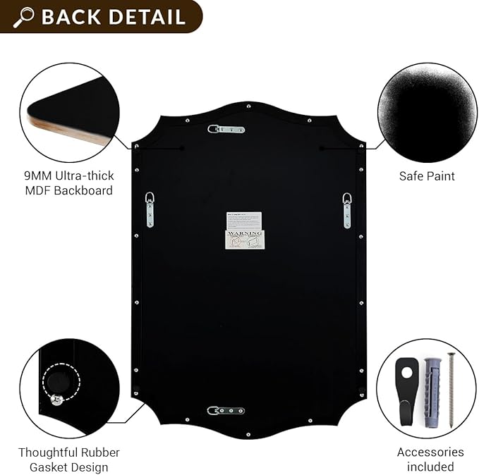 ANDY STAR 30"x48" Brushed Bronze Scalloped Mirror, Large Bathroom Mirror for Over Sink, Antique Bronze Mirror, Timeless Shape with Unique Flair, Ideal for Home Remodel (Vertically/Horizontally)