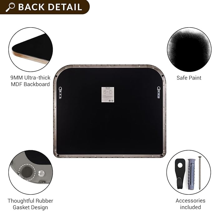 ANDY STAR Chrome Arched Mantel Large Wall Mirror, 30x36 Polished Nickel Stainless Steel Framed Arch Mirror Wall-Mounted for Wall Decor Living Room, Bathroom, Bedroom, Entryway & Fireplace Mantel