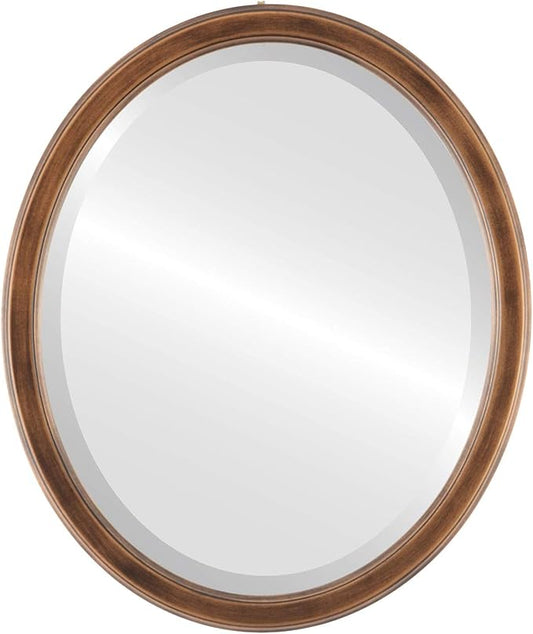 OVALCREST Oval Beveled Wall Mirror for Home Decor - Toronto Style - Sunset Gold - 18" x 14"