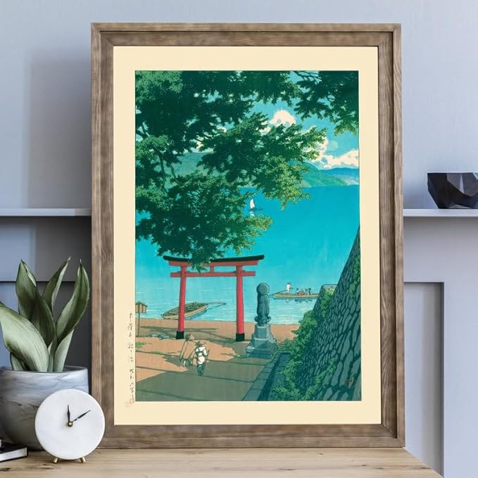 Nikko Chuzenji Lake Japanese Poster, Scenic Woodblock Art by Kawase Hasui, Japandi Nature Wall Decor, Tranquil Vintage Boho Artwork (Unframed) (11x14)