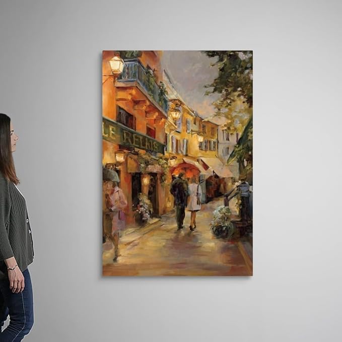 CANVAS ON DEMAND Evening in Paris Canvas Wall Art Print by Marilyn Hageman, Traditional, Home Decor, Street Scene Artwork, Nature Artwork, 40" x60in