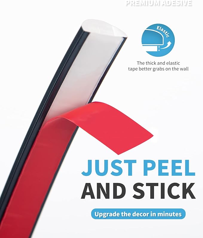 Art3d 25 FtPeel and Stick Trim for Backsplash Tile Edge, Self-Adhesive Liner for Corner Decor in Black