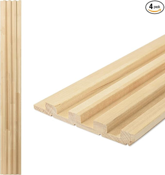 Art3d 4 Pc 96"x5.7" Wood Slat Wall Panel for Interior, Ceiling and Decoration, 15.2 SqFt