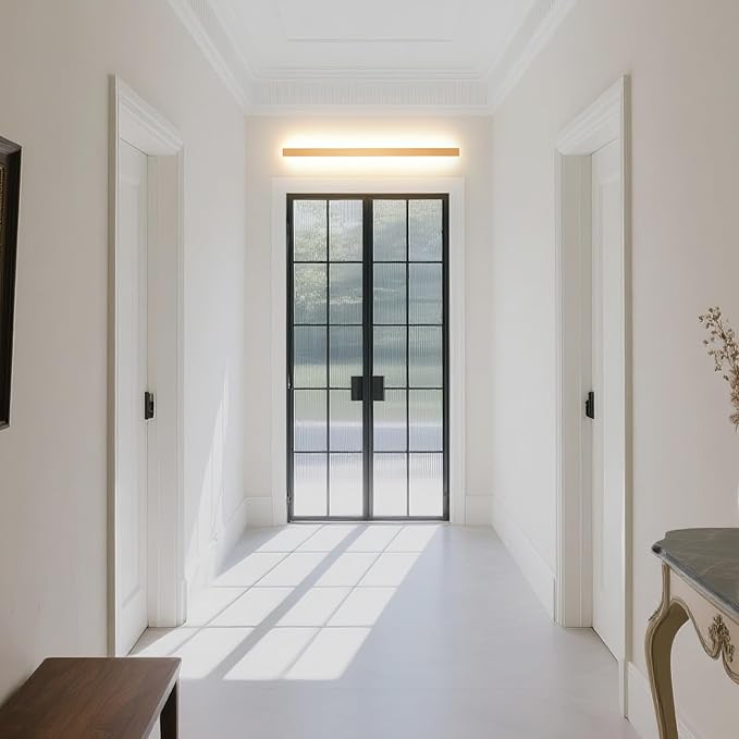 Modern Plug in Long Wall Sconce, 39" Gold Matte LED Wall Lights, 20W Warm White 3000K Acrylic Indoor Wall lamp, with 59" Plug Cable for Bedroom, Living Room, Hallway