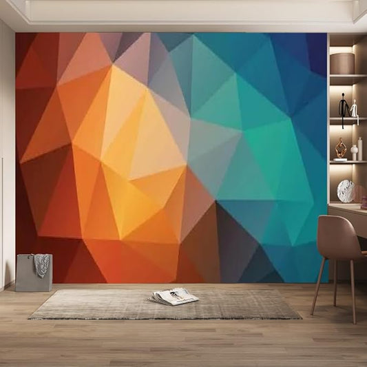 Colorblock Geometry 3D Wall Decal Mural, Color Art Peel and Stick Wallpaper Wall Decoration for Boys Girls Kids Room Living Room Tv Sofa Backdrop Decor,169.3" W x118.2 H