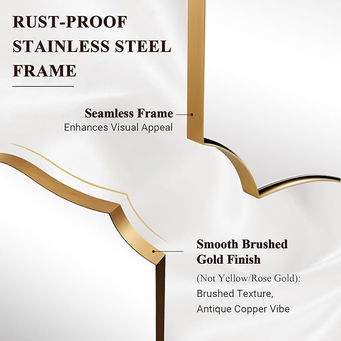 ANDY STAR Gold Vanity Mirror, 22x30 Inch Brushed Gold Mirror for Bathroom, Unique Rectangle Mirror in Rust-Proof Stainless Steel 1" Frame, Ideal for Bathroom, Powder Room, Mantel