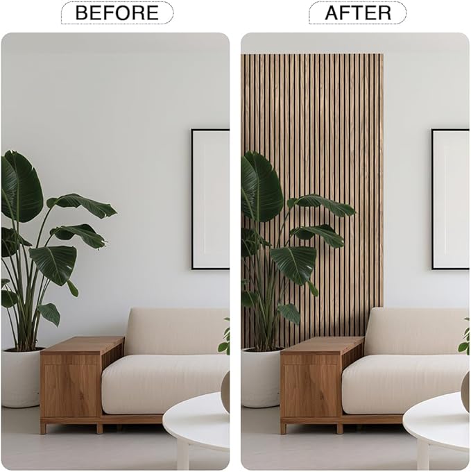 2-Pack Wood Slat Wall Panel 47.2"x23.6" (15.5 sq ft)|Soundproof and Acoustic Wall Panels for Interior Decor|Wood Panels for Wall and Ceiling for Office,Home Theater & Living Room Walnut#4