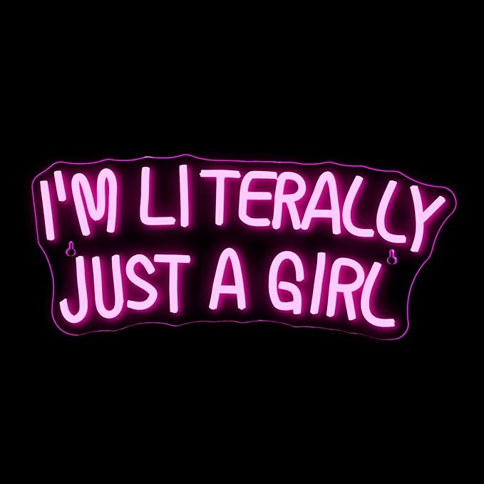 Lucunstar I'M Literally Just A Girl Neon Sign Pink Led Sign Led Neon Light for Wall Decor Light Up Sign for Bedroom Dimmable Switch USB Connectivity Neon Signs for Girlsroom Decor Party Light