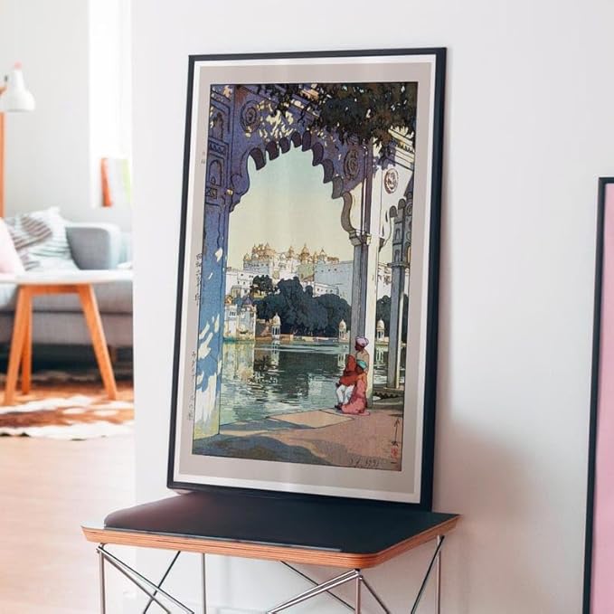 Nationcog Yoshida Hiroshi Indian Temple Print, Vintage Asian Woodblock Poster, Japandi Travel Wall Art Featuring Historic Indian Architecture (Unframed) (27x40)