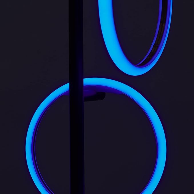 Brightech Saturn Modern Color Changing Floor Lamp - Tall Tree LED Lamp Perfect for Living Room Decor - Beautiful RGB Color Gradient and 3 LED Lights for Bedroom, Office, Reading - Black